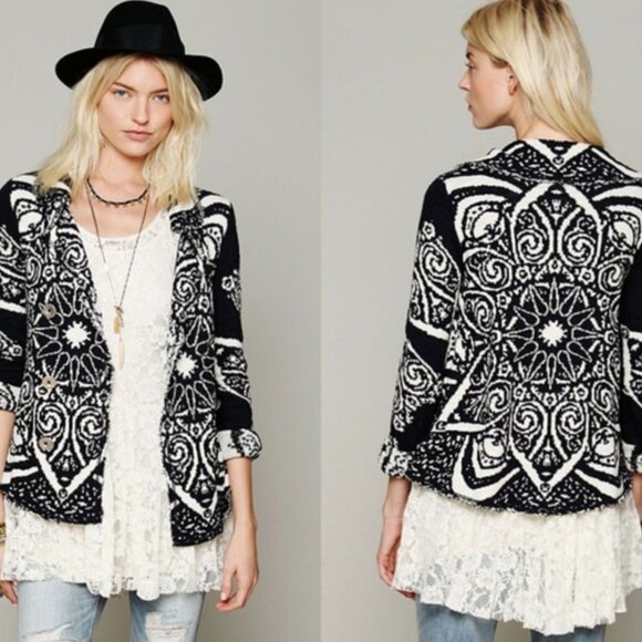 Free People Sweaters - Free People Smitten Kitten Slouchy Mandala Boho Cardigan Medium